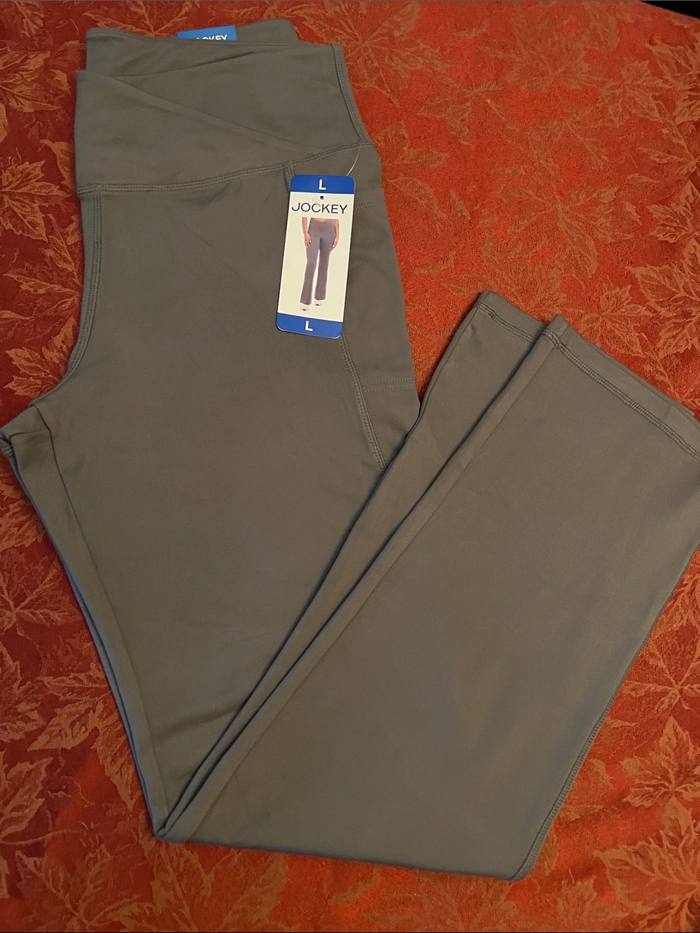 Jockey Crosswaist Grey Yoga Pants NWT L
